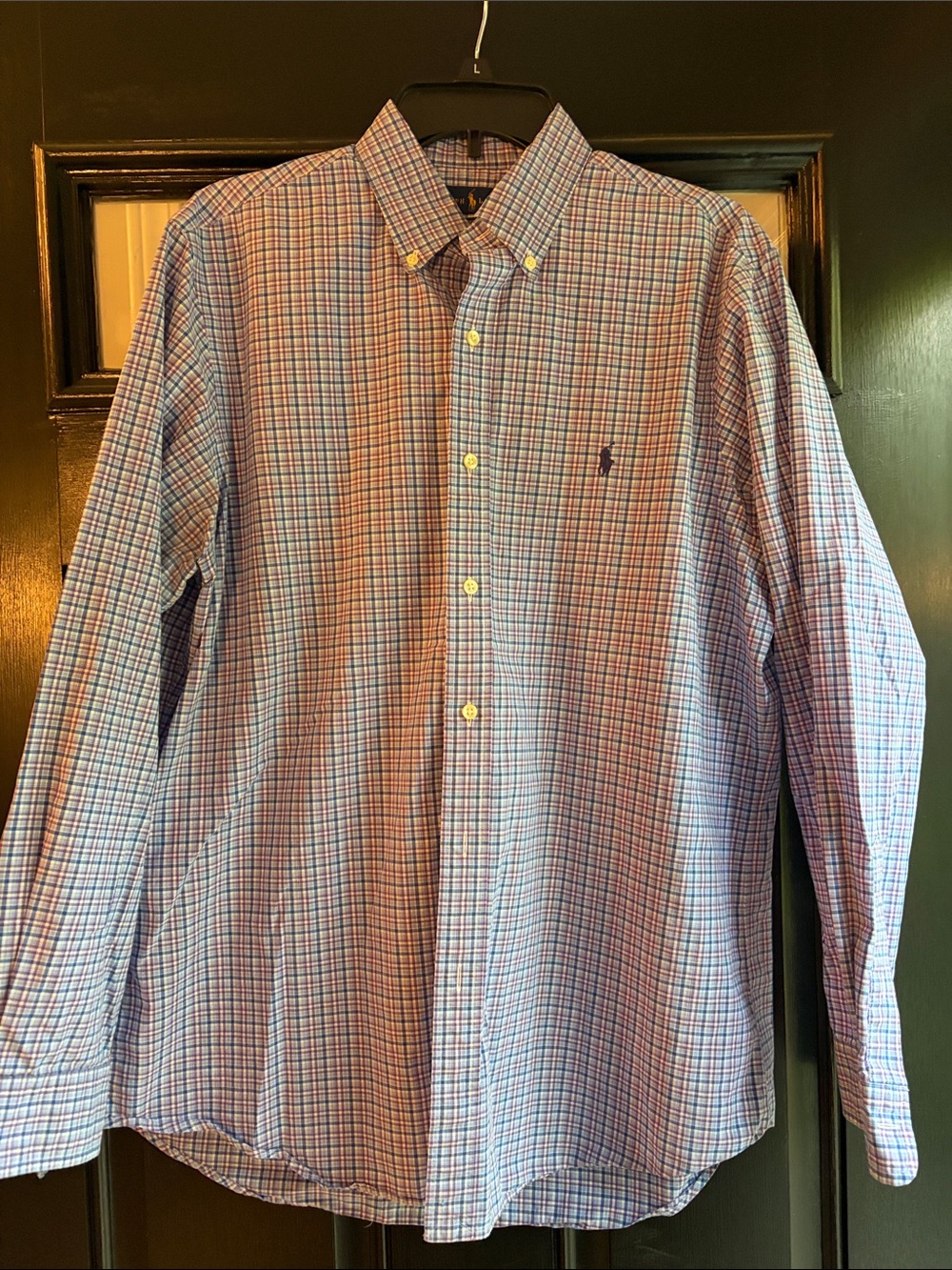 Ralph Lauren purple & Blue Plaid Button-Down Shirt. 100% cotton stretch